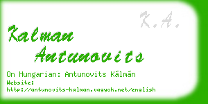 kalman antunovits business card