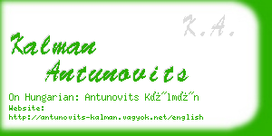 kalman antunovits business card
